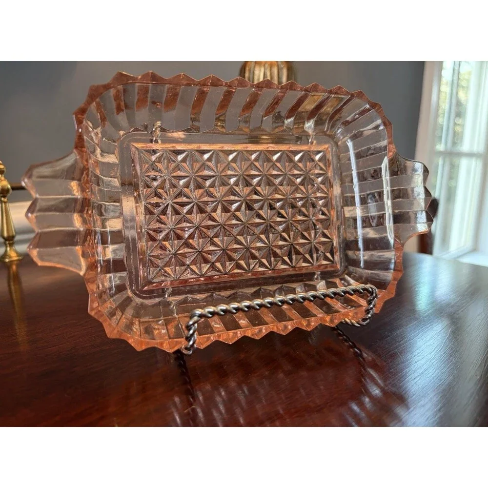 1930s Jeanette Glass Co. Pink Depression Glass Trinket Tray - Bright and Vivid